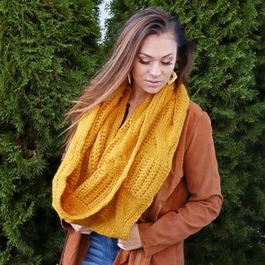 Soft Knit Infinity Scarf in color :MUSTARD